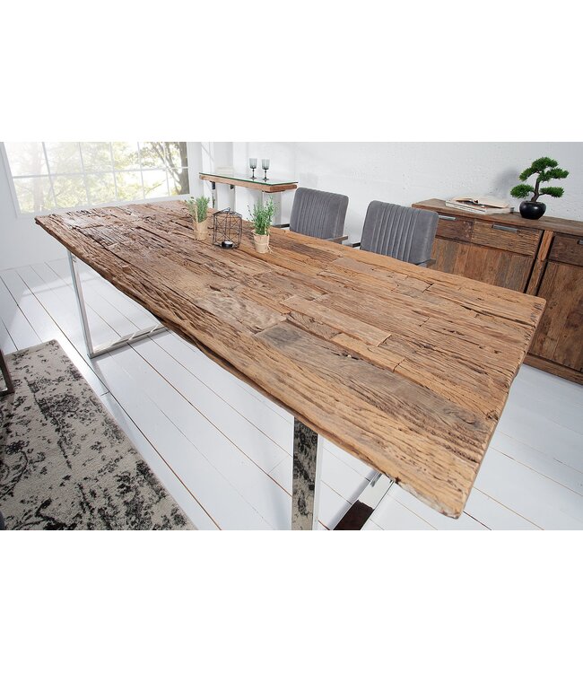 Invicta Interior Eettafel EUPHORIA BARRACUDA 240 cm, gemaakt van gerecycled massief teakhout (40 mm dik), zonder glazen blad. - 35099