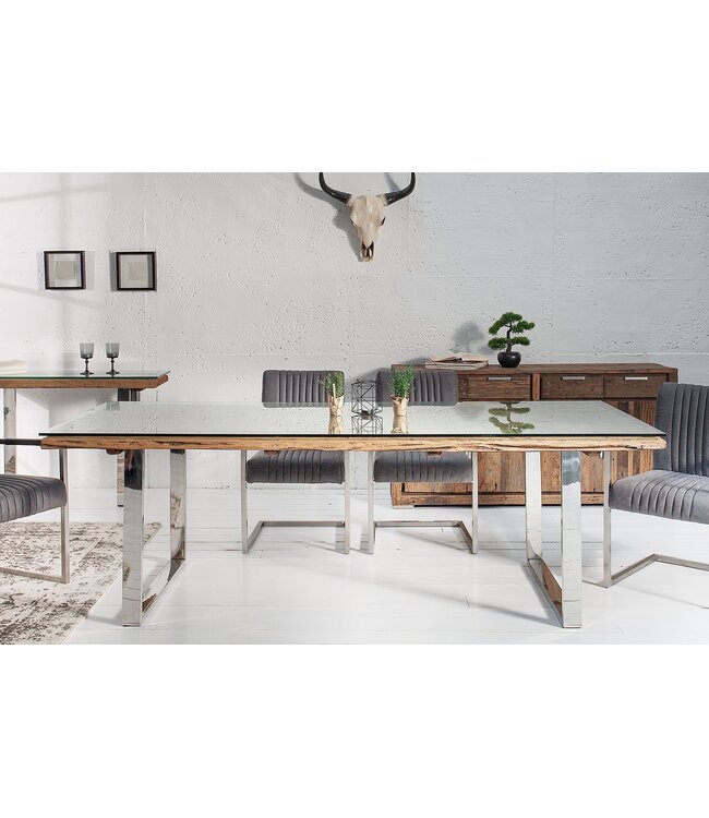 Invicta Interior Eettafel EUPHORIA BARRACUDA 240 cm, gemaakt van gerecycled massief teakhout (40 mm dik), zonder glazen blad. - 35099