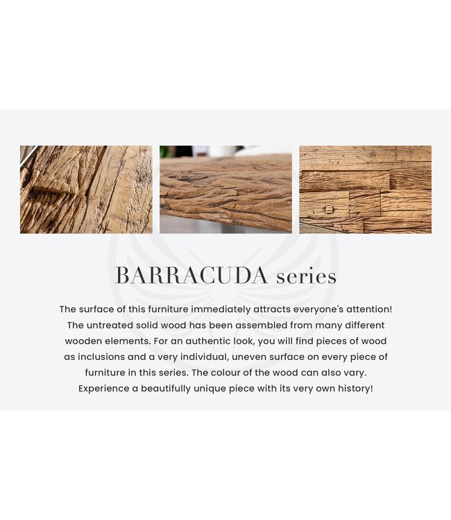 Invicta Interior Eettafel EUPHORIA BARRACUDA 240 cm, gemaakt van gerecycled massief teakhout (40 mm dik), zonder glazen blad. - 35099