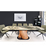 Invicta Interior Eettafel ELEMENTS 180-260 cm, uitschuifbaar, met walnoothouten frame en keramisch blad in taupebeige marmerlook. - 46476