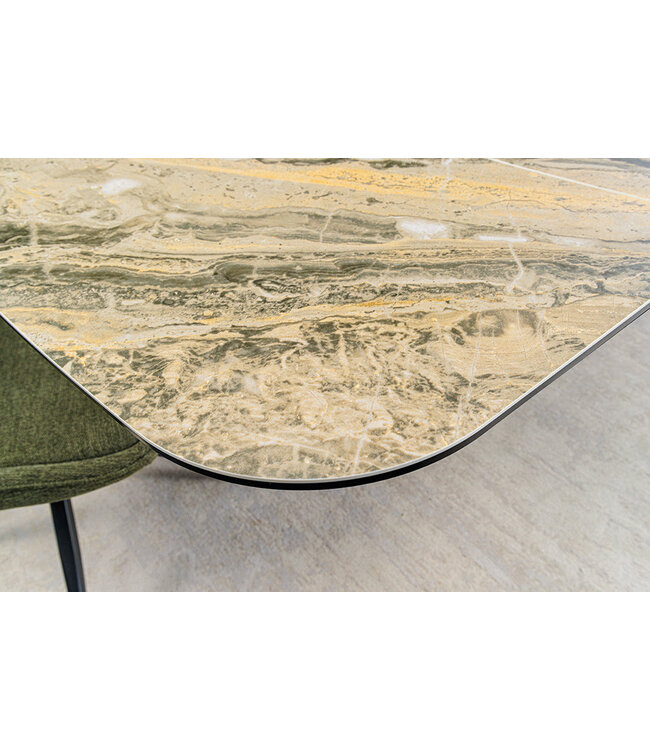 Invicta Interior Eettafel ELEMENTS 180-260 cm, uitschuifbaar, met walnoothouten frame en keramisch blad in taupebeige marmerlook. - 46476