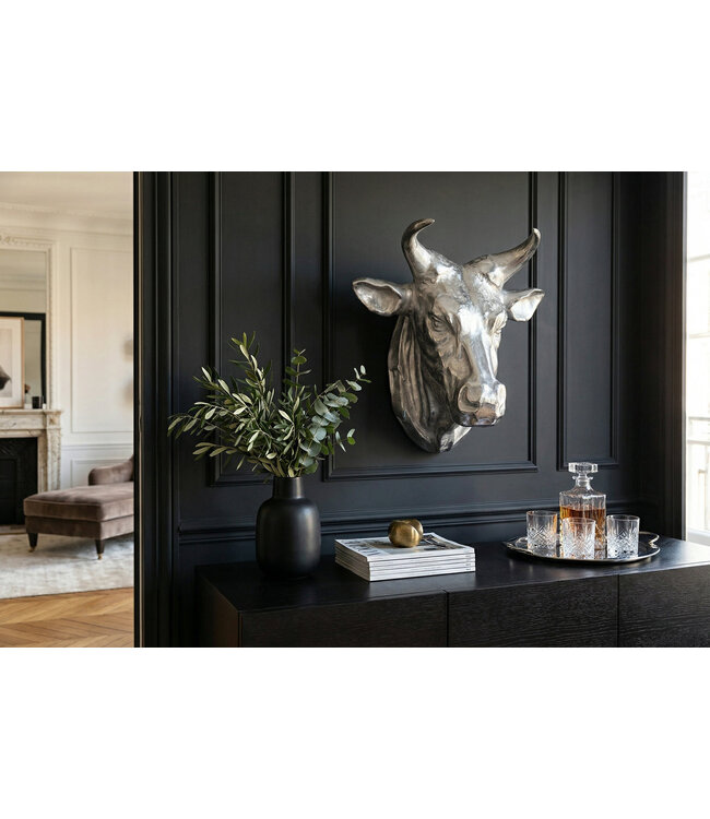 Invicta Interior Extravagante wanddecoratie van een stierenkop TORERO 65cm zilveren decoratieve schedel - 17372