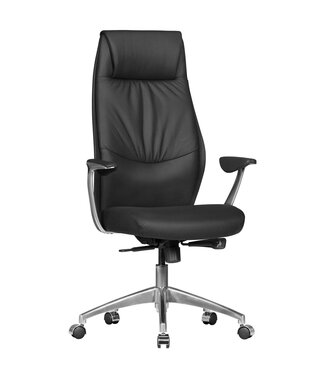 Amstyle Bureaustoel echt leer zwart 58 cm breed - SPM1.141