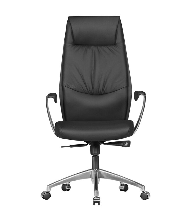 Amstyle bureaustoel echt leer zwart bureaustoel X-XL 120kg synchroonmechanisme directiestoel hoofdsteun hoog