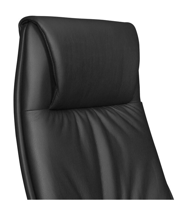 Amstyle bureaustoel echt leer zwart bureaustoel X-XL 120kg synchroonmechanisme directiestoel hoofdsteun hoog