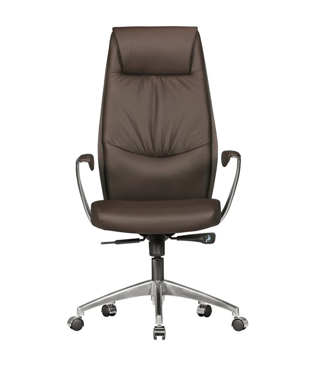 Amstyle bureaustoel echt leer bruin bureaustoel X-XL 120 kg synchroonmechanisme directiestoel hoofdsteun hoog