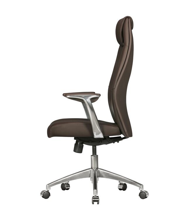 Amstyle bureaustoel echt leer bruin bureaustoel X-XL 120 kg synchroonmechanisme directiestoel hoofdsteun hoog