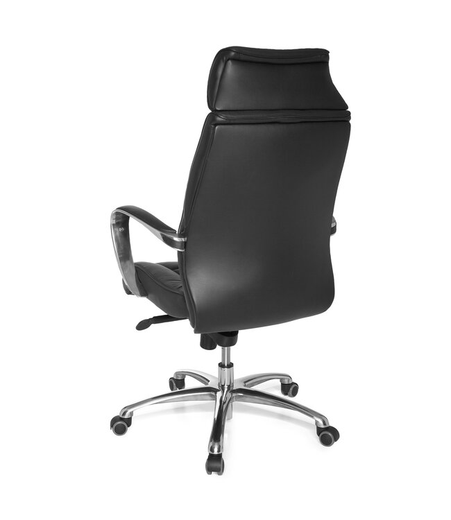 Amstyle bureaustoel TURIN echt leer zwart tot 120kg bureaustoel  directiestoel armleuningen draaistoel X-XL