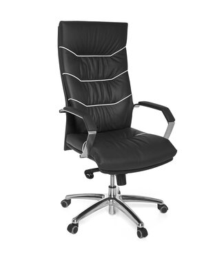 Amstyle Bureaustoel FERROL leer zwart 70 cm - SPM1.163