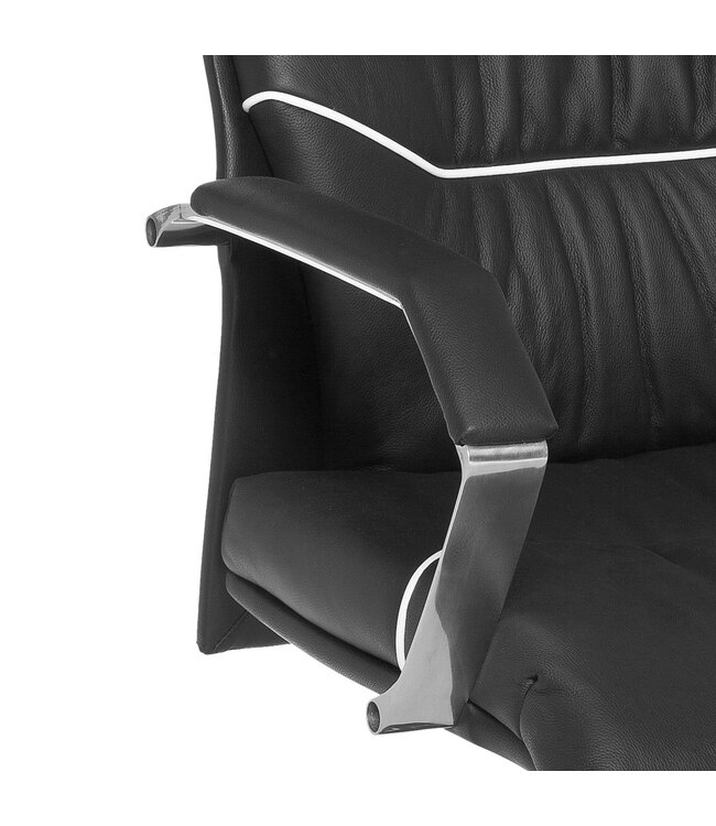 Amstyle X-XL Office chair FERROL tot 120kg executive fauteuil leder zwart ergonomische armleuningen bureaustoel hoge rugleuning