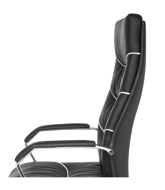 Amstyle X-XL Office chair FERROL tot 120kg executive fauteuil leder zwart ergonomische armleuningen bureaustoel hoge rugleuning