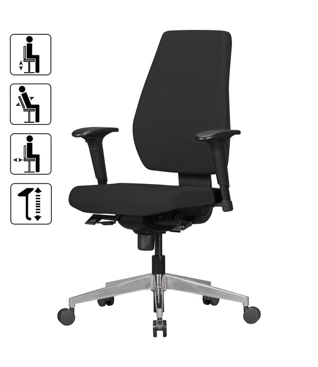 Amstyle bureaustoel DARIUS met stoffen bekleding in zwart | Design bureaustoel met synchro-mechanisme & armleuningen | Bureaustoel Ergonomische bureaustoel 120 kg