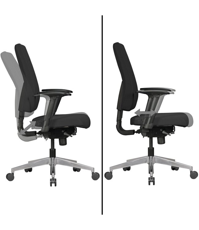 Amstyle bureaustoel DARIUS met stoffen bekleding in zwart | Design bureaustoel met synchro-mechanisme & armleuningen | Bureaustoel Ergonomische bureaustoel 120 kg