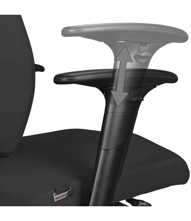 Amstyle bureaustoel DARIUS met stoffen bekleding in zwart | Design bureaustoel met synchro-mechanisme & armleuningen | Bureaustoel Ergonomische bureaustoel 120 kg