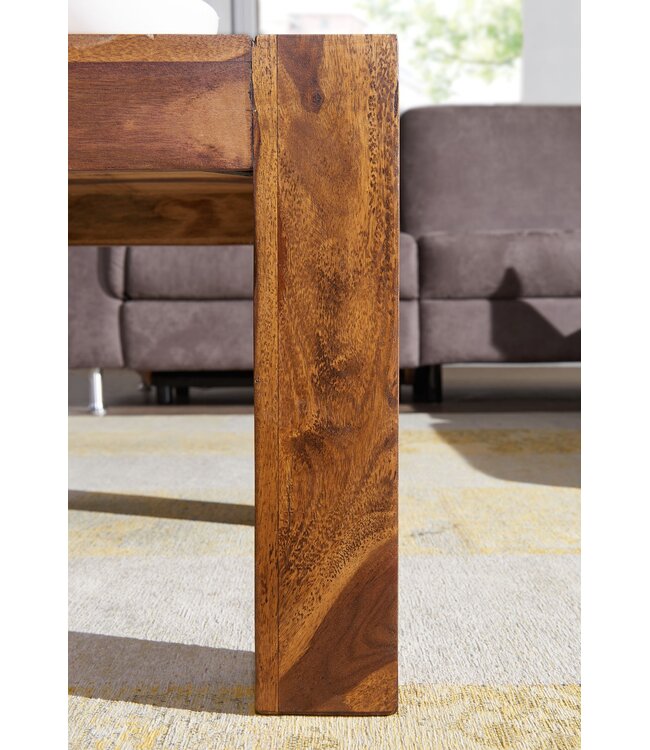 Wohnling salontafel massief hout Sheesham 110cm breed salontafel ontwerp donkerbruin landelijke stijl tafel
