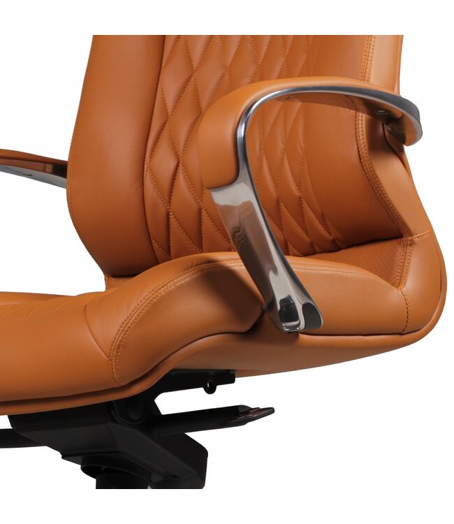 Amstyle bureaustoel MONTEREY lederen bureaustoel Caramel 120KG Executive stoel hoge rug met hoofdsteun X-XL