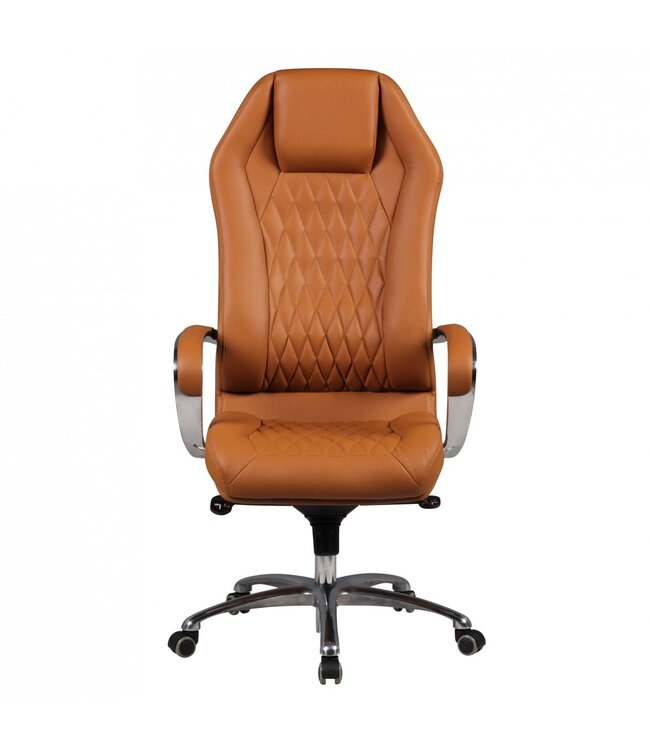 Amstyle bureaustoel MONTEREY lederen bureaustoel Caramel 120KG Executive stoel hoge rug met hoofdsteun X-XL