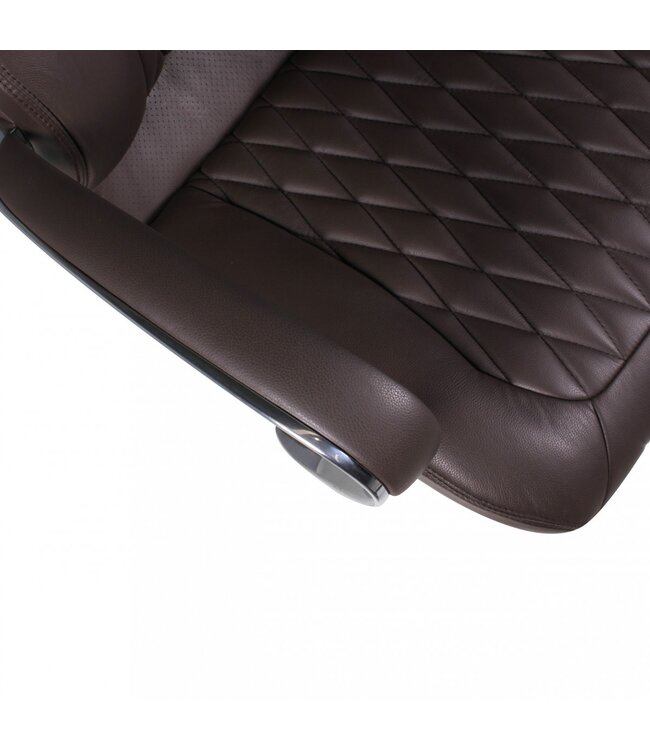 Amstyle bureaustoel MONTEREY lederen bruine bureaustoel 120KG Executive stoel hoge rug met hoofdsteun X-XL