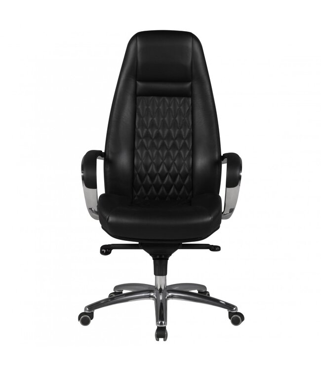 Amstyle bureaustoel AUSTIN echt leer zwarte bureaustoel 120KG directiestoel hoge rugleuning met hoofdsteun X-XL