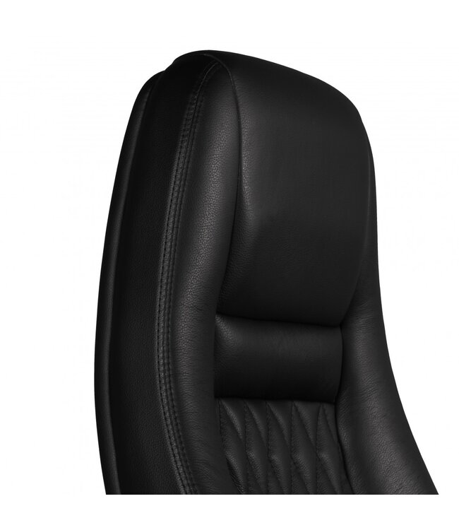 Amstyle bureaustoel AUSTIN echt leer zwarte bureaustoel 120KG directiestoel hoge rugleuning met hoofdsteun X-XL