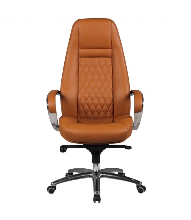 Amstyle bureaustoel AUSTIN echt leer caramel bureaustoel 120KG directiestoel hoge rugleuning met hoofdsteun X-XL