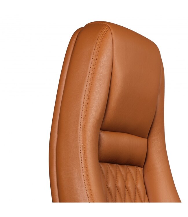 Amstyle bureaustoel AUSTIN echt leer caramel bureaustoel 120KG directiestoel hoge rugleuning met hoofdsteun X-XL
