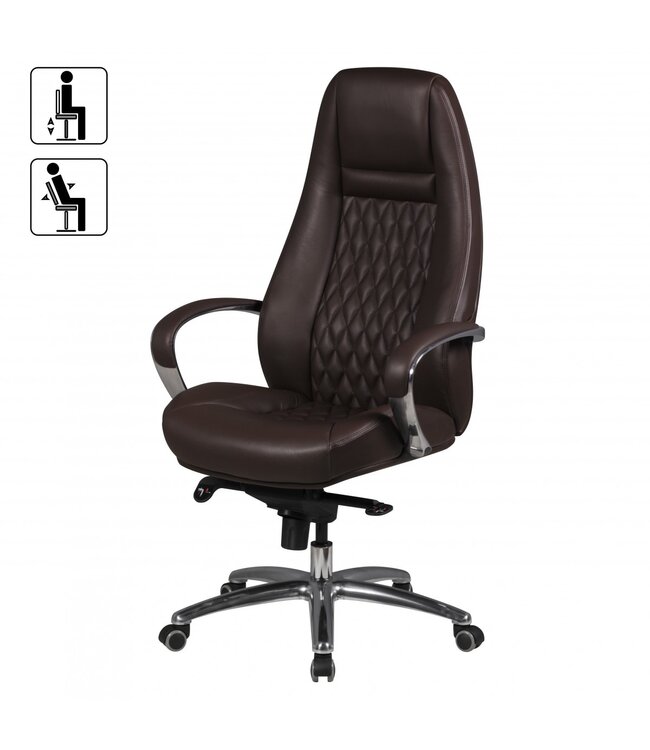 Amstyle bureaustoel AUSTIN echt leer bruine bureaustoel 120 KG directiestoel hoge rugleuning met hoofdsteun X-XL
