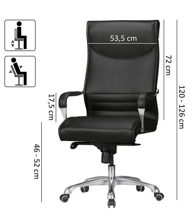 Amstyle bureaustoel BIGBOSS hoes imitatie lederen bureaustoel zwart X-XL 120 kg bureaustoel in hoogte verstelbare stoel