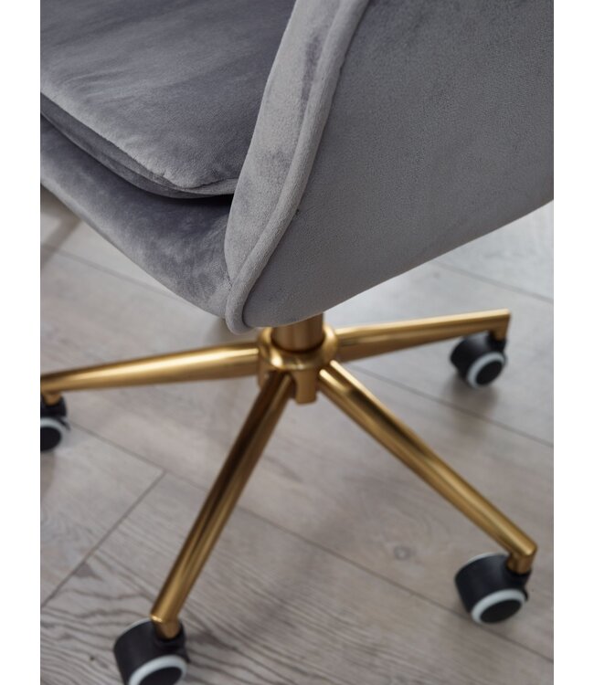 Amstyle Bureaustoel Fluweel Grijs, Design Draaistoel met Rugleuning, Bureaustoel 120 kg in Hoogte Verstelbaar, Kuipstoel met Wielen, Draaibare Stoel