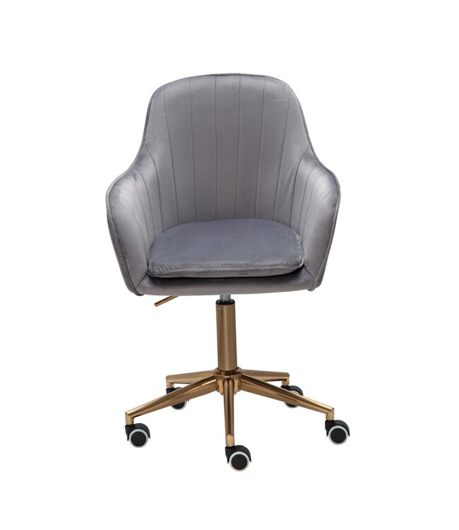Amstyle Bureaustoel Fluweel Grijs, Design Draaistoel met Rugleuning, Bureaustoel 120 kg in Hoogte Verstelbaar, Kuipstoel met Wielen, Draaibare Stoel