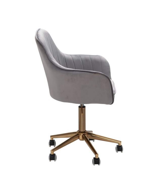 Amstyle Bureaustoel Fluweel Grijs, Design Draaistoel met Rugleuning, Bureaustoel 120 kg in Hoogte Verstelbaar, Kuipstoel met Wielen, Draaibare Stoel