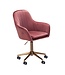 Amstyle bureau  fluweel roze | Design draaistoel met rugleuning | Werkstoel 120 kg in hoogte verstelbaar | Schelpstoel met wielen | Schommelstoel