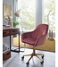 Amstyle bureau  fluweel roze | Design draaistoel met rugleuning | Werkstoel 120 kg in hoogte verstelbaar | Schelpstoel met wielen | Schommelstoel