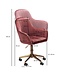 Amstyle bureau  fluweel roze | Design draaistoel met rugleuning | Werkstoel 120 kg in hoogte verstelbaar | Schelpstoel met wielen | Schommelstoel