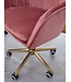 Amstyle bureau  fluweel roze | Design draaistoel met rugleuning | Werkstoel 120 kg in hoogte verstelbaar | Schelpstoel met wielen | Schommelstoel