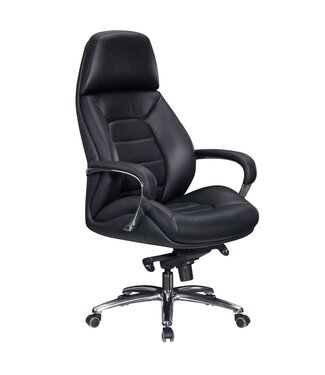 Amstyle Bureaustoel echt leer zwart 67 cm - SPM1.435