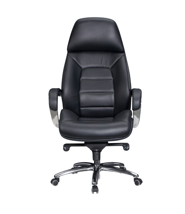 Amstyle design bureaustoel hoes echt leer zwarte bureaustoel tot 120 kg | XXL design directiestoel, in hoogte verstelbaar | Ergonomische bureaustoel met armleuningen & hoge rugleuning | Rocker-functie