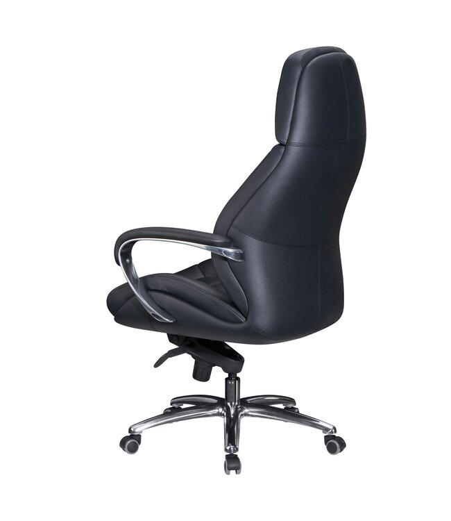 Amstyle design bureaustoel hoes echt leer zwarte bureaustoel tot 120 kg | XXL design directiestoel, in hoogte verstelbaar | Ergonomische bureaustoel met armleuningen & hoge rugleuning | Rocker-functie