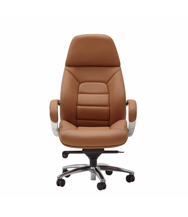 Amstyle design bureaustoel hoes echt leer caramel bureaustoel tot 120 kg | XXL design directiestoel, in hoogte verstelbaar | Ergonomische bureaustoel met armleuningen & hoge rugleuning | rocker-functie: