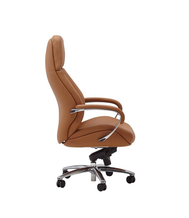 Amstyle design bureaustoel hoes echt leer caramel bureaustoel tot 120 kg | XXL design directiestoel, in hoogte verstelbaar | Ergonomische bureaustoel met armleuningen & hoge rugleuning | rocker-functie: