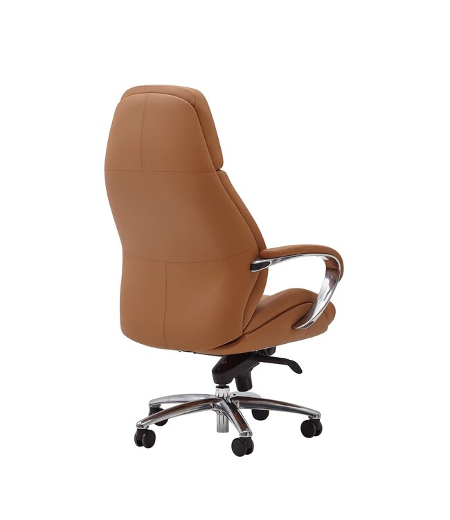 Amstyle design bureaustoel hoes echt leer caramel bureaustoel tot 120 kg | XXL design directiestoel, in hoogte verstelbaar | Ergonomische bureaustoel met armleuningen & hoge rugleuning | rocker-functie: