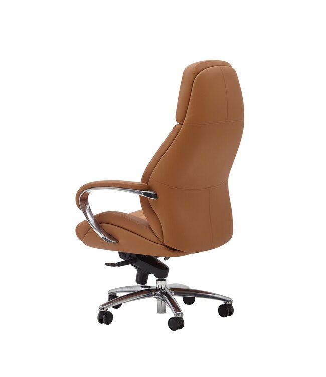 Amstyle design bureaustoel hoes echt leer caramel bureaustoel tot 120 kg | XXL design directiestoel, in hoogte verstelbaar | Ergonomische bureaustoel met armleuningen & hoge rugleuning | rocker-functie: