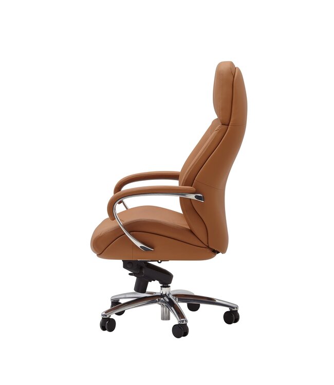 Amstyle design bureaustoel hoes echt leer caramel bureaustoel tot 120 kg | XXL design directiestoel, in hoogte verstelbaar | Ergonomische bureaustoel met armleuningen & hoge rugleuning | rocker-functie: