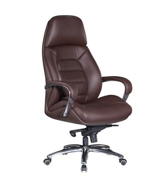 Amstyle Bureaustoel echt leer bruin ergonomisch - SPM1.437