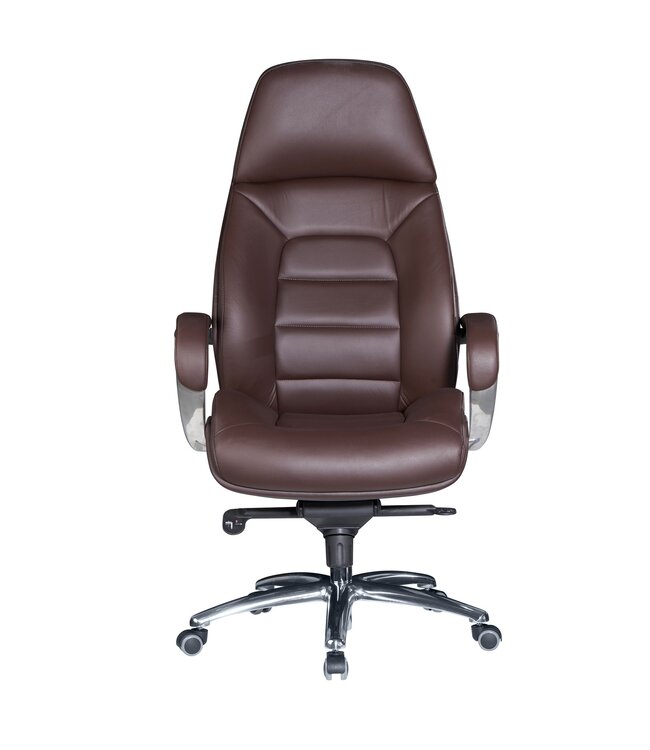 Amstyle design bureaustoel hoes echt leer bruine bureaustoel tot 120 kg | XXL design directiestoel, in hoogte verstelbaar | Ergonomische bureaustoel met armleuningen & hoge rugleuning | Rocker-functie