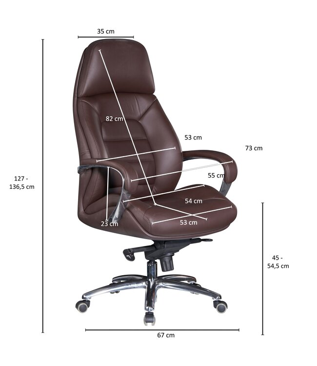 Amstyle design bureaustoel hoes echt leer bruine bureaustoel tot 120 kg | XXL design directiestoel, in hoogte verstelbaar | Ergonomische bureaustoel met armleuningen & hoge rugleuning | Rocker-functie