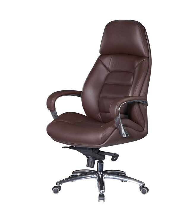 Amstyle design bureaustoel hoes echt leer bruine bureaustoel tot 120 kg | XXL design directiestoel, in hoogte verstelbaar | Ergonomische bureaustoel met armleuningen & hoge rugleuning | Rocker-functie