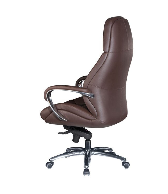 Amstyle design bureaustoel hoes echt leer bruine bureaustoel tot 120 kg | XXL design directiestoel, in hoogte verstelbaar | Ergonomische bureaustoel met armleuningen & hoge rugleuning | Rocker-functie