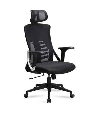 Amstyle Bureaustoel zwart mesh met hoofdsteun - SPM1.447