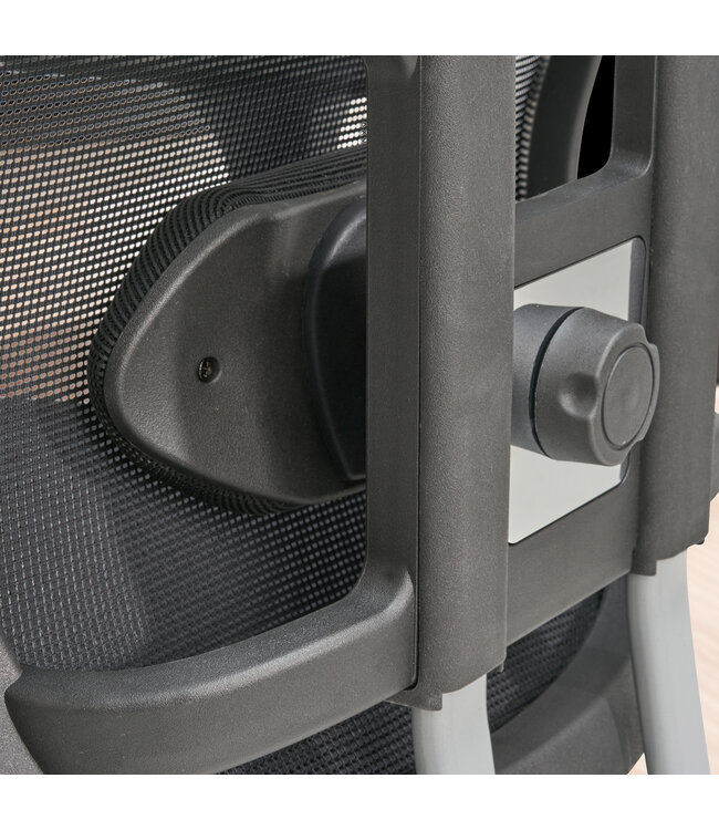 Amstyle Bureaustoel Zwart Mesh Bekleding Bureaustoel tot 120 kg met Hoofdsteun | Bureaustoel in hoogte verstelbaar met lendensteun | Ergonomische stoffen bureaustoel met wipfunctie